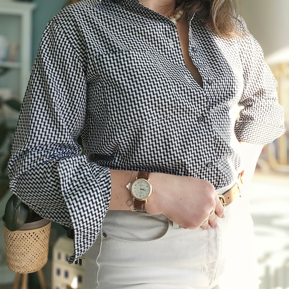 Armani Collezioni Black and White Checkered Button Down Shirt - Picture 11 of 11